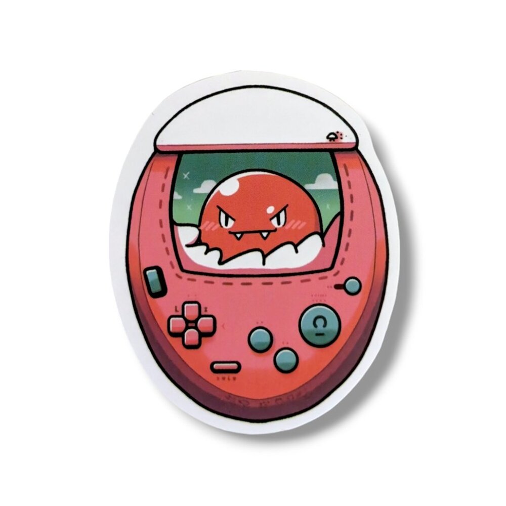 Anime Game Console Vinyl Sticker (II14): Red Ball Monster Egg, 2 in.